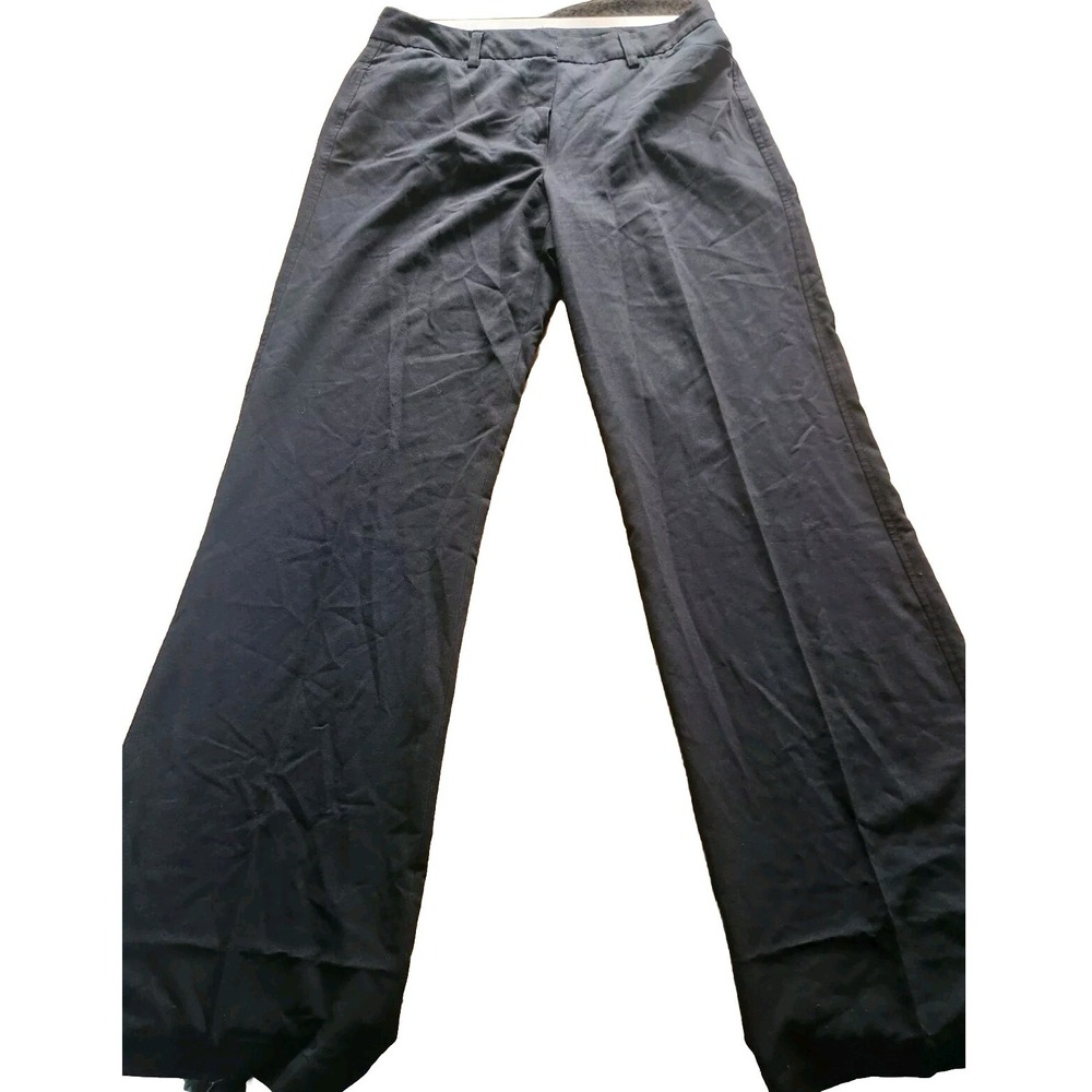 Larry Levine Womens Pants Trouser Straight Leg Stretch Heather Black Hi Rise 4